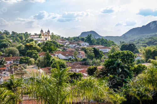 Preview: Aerial view of Tiradentes town and Santo Antonio Church - Tiradentes, Minas Gerais, Brazil