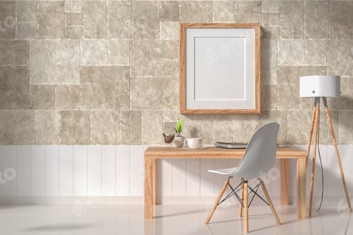 Preview: 3D Mock up poster in working area rendering