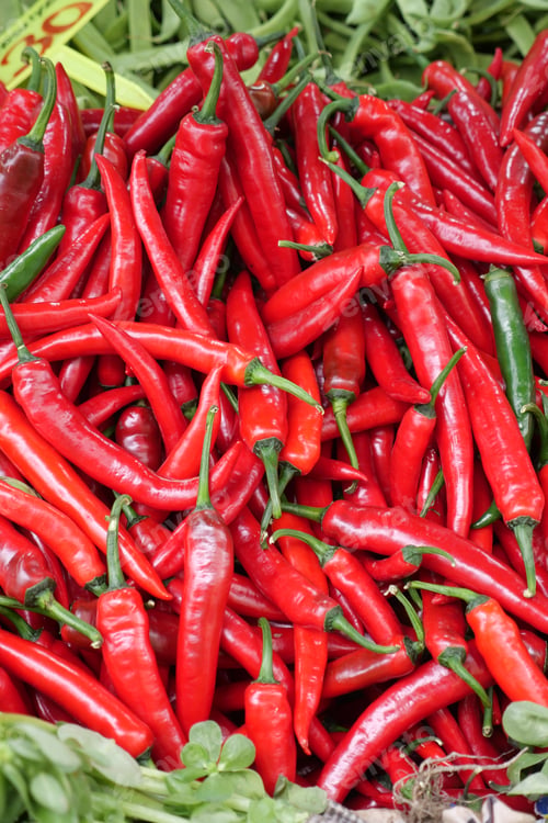 Preview: red chili pepper display for sale in singapore retail market