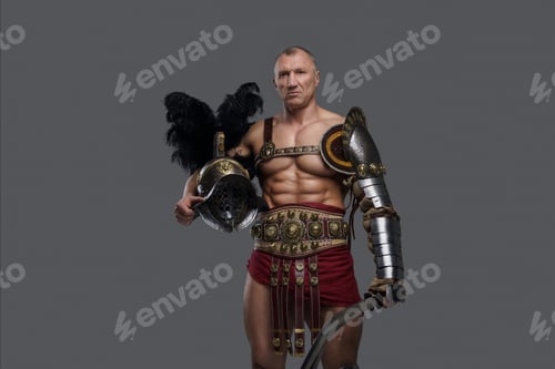 Preview: Battle-worn muscular gladiator of mature age