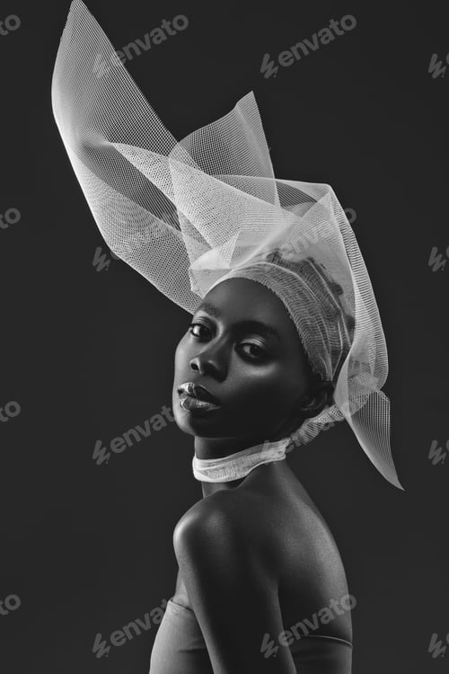 Preview: Beautiful african girl with veil hat