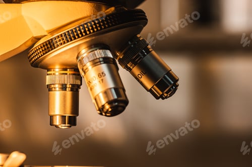 Preview: professional microscope in laboratory, science equipment and medical tools