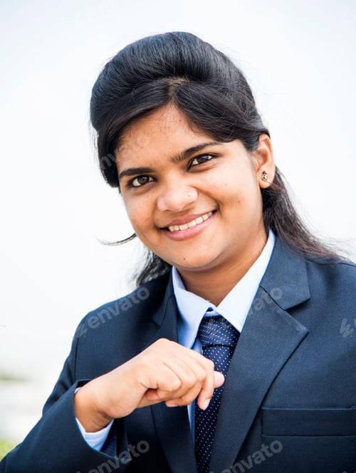 Preview: Cheerful Indian young business woman, attractive Indian businesswoman.
