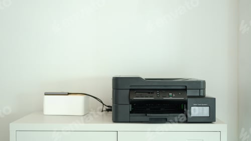 Preview: black printer cabinet in office