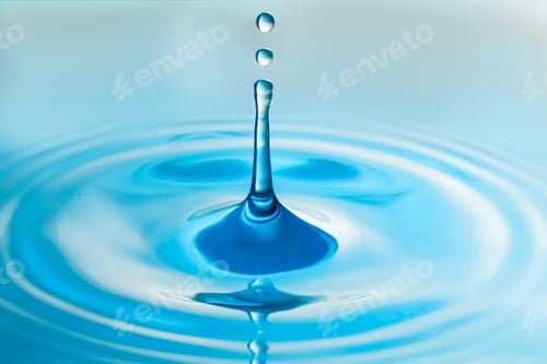 Preview: Splash of clear water with drops as background, closeup