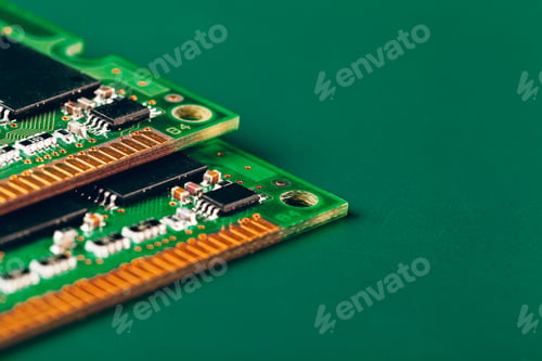 Preview: Close up of electronic circuit board with processor