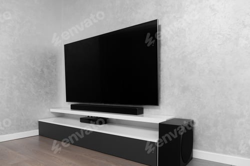 Preview: Modern living-room with TV and hifi equipment