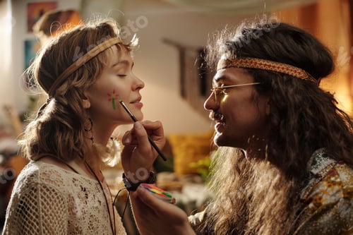 Preview: Decorating Face with Flower Designs in Bohemian Style