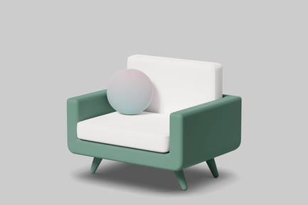 Preview: Modern white chair with green frame.