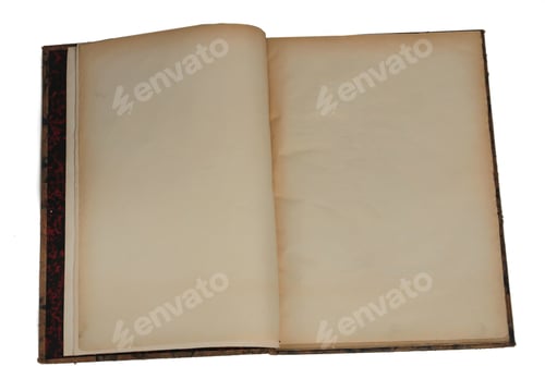 Preview: Old vintage open journal under the lights isolated on a white background