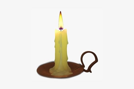 Preview: Candle with dripping wax on wooden tray