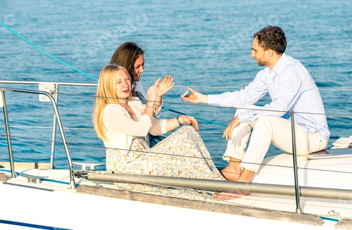 Preview: People Enjoying a Sunny Boat Trip at Sea
