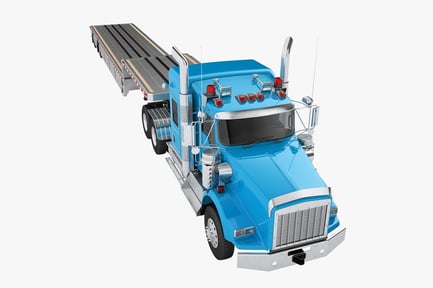Preview: Long Hood Truck with Flatbed Trailer