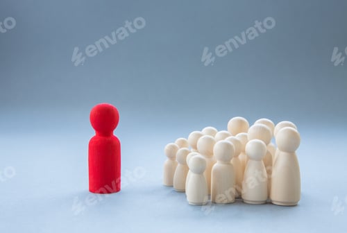Preview: concept image of an inspiring teacher, leader or manager teaching a group of generic school children