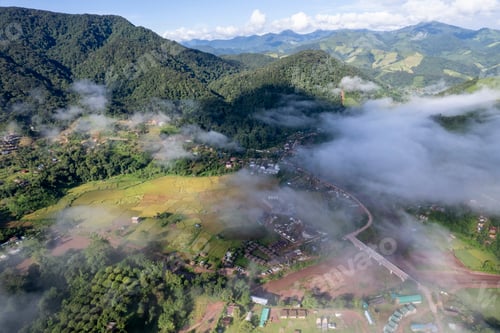 Preview: Landscape of Morning Mist with Mountain Layer at north of Thailand.