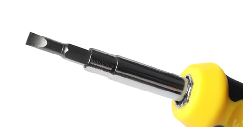 Preview: One screwdriver with yellow handle isolated on white