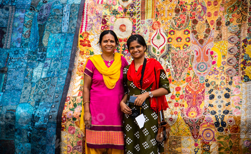 Preview: Woman tourist at golden fort Jaisalmer, India.
