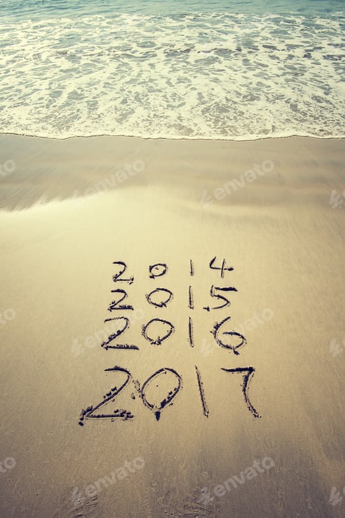 Preview: New Year 2017 Is Coming Concept, Sandy Beach