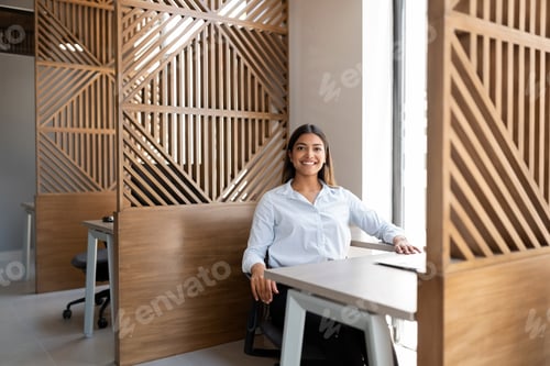 Preview: Beautiful young businesswoman enjoying her job