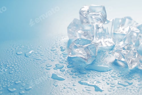 Preview: ice cubes on blue background