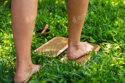 Preview: Yoga board in nature. Selective focus.