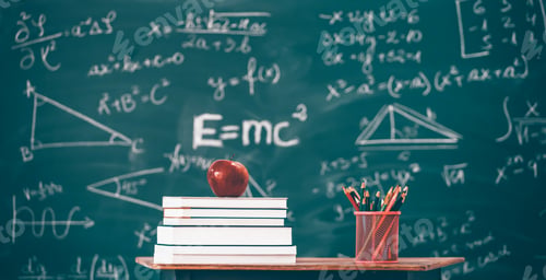 Preview: Pencils and book and blackboard. Education concept.