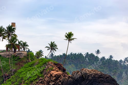 Preview: Small lighthouse on tropical coast in Sri Lanka