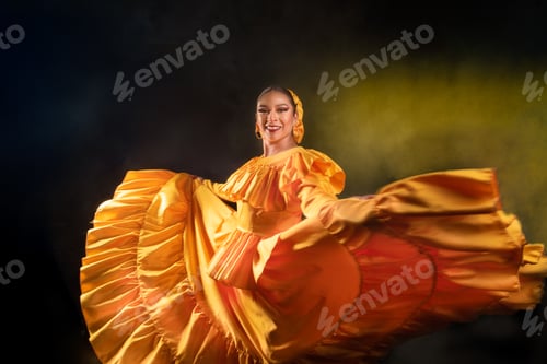 Preview: A woman in a yellow dress is dancing