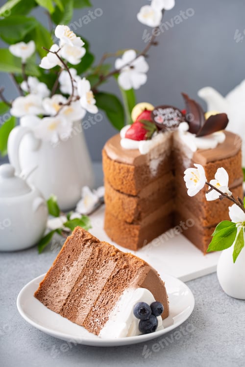 Preview: Chocolate cake for Mother's day with berries and chocolate topping