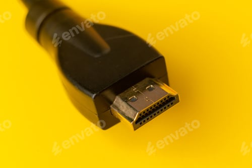Preview: macro shot of the HDMI video cable on a color backgrounds
