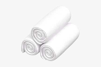 Preview: Three White Rolled Terry Cloth Towels