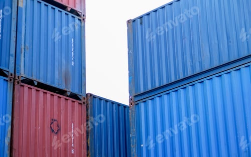 Preview: The layer of cargo container in shipping area with day light.