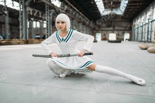 Preview: Anime style blonde woman with sword