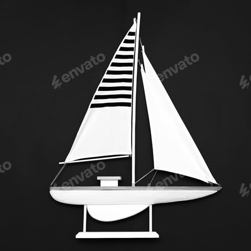 Preview: Sailboat Black and white Minimal art