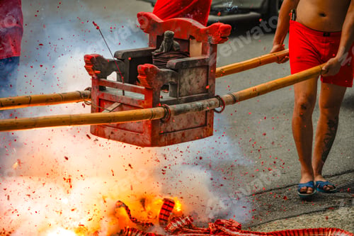 Preview: the man is using a hydraulic tool to put out a burning hydrant