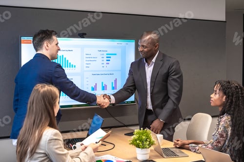 Preview: Business man shake hands with partnerships or introducing themselves for first time meet