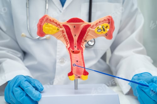 Preview: Doctor holding human uterus model for vaginal and cervix pap smear