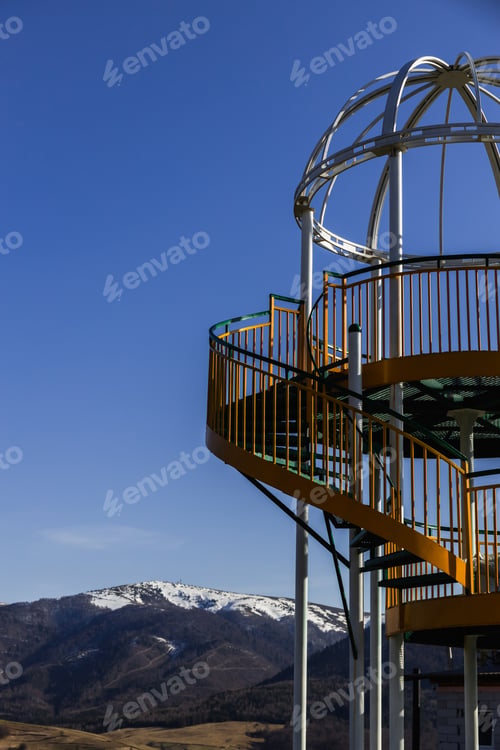 Preview: viewpoint with mountains and blue sky at background