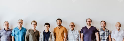 Preview: Cheerful diverse men standing in a line background