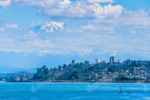 Preview: Mount Rainier Is Covered With Clouds. Photo Taken From Ruston, Washington.