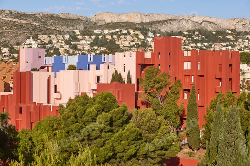 Preview: Picturesque geometric building in mediterranean coast. Calpe. Alicante
