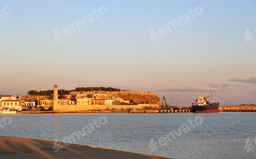 Preview: Harbour in Rethymno at sunrise, Crete island, Greece