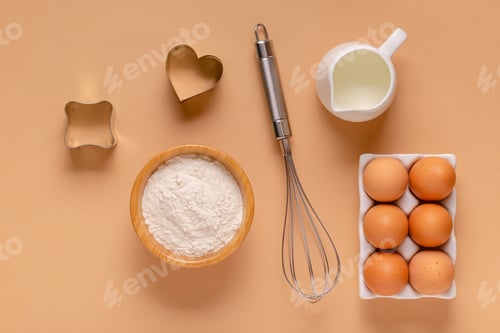 Preview: Cooking / baking ingredients, food / cooking background concept.
