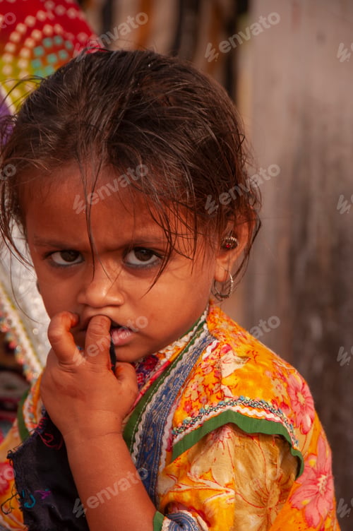 Preview: Happy tribal children in traditional clothes, Kutch, Gujarat, India.