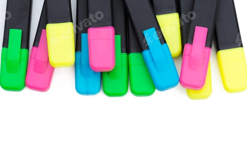 Preview: colored markers isolated on white background close up