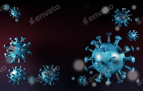 Preview: Detailed Visualization of Virus Cells Against Dark Background