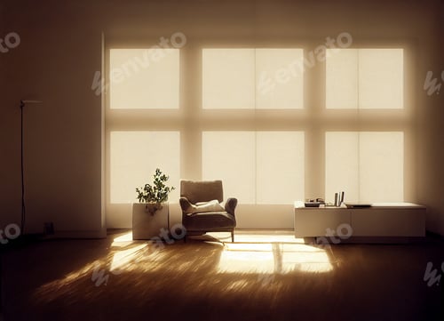 Preview: The large window with sunlight, Digital Generate Image
