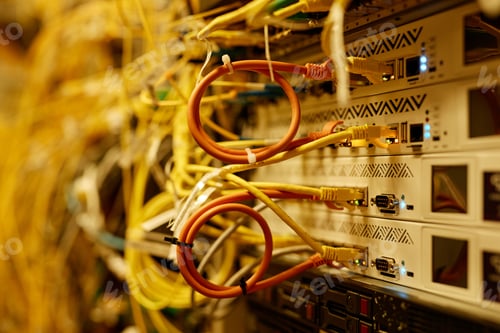 Preview: Background macro shot cables and wires connected to servers