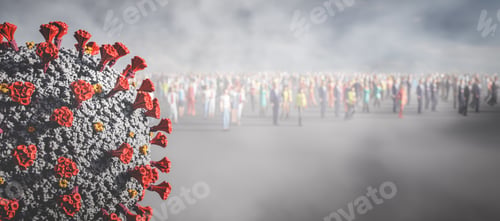 Preview: Coronavirus Covid-19 among crowd of people. Social distancing