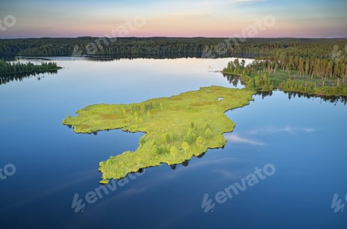 Preview: Lake and forest during sunset.